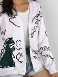 Loose Cartoon Dinosaur Cardigan