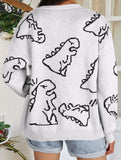 Loose Cartoon Dinosaur Cardigan