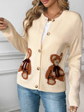 Simple sweet bear cardigan sweater