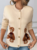 Simple sweet bear cardigan sweater