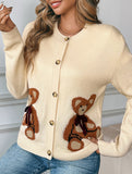 Simple sweet bear cardigan sweater