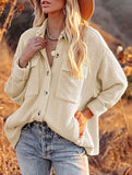 Loose corduroy pocket long-sleeved cardigan jacket