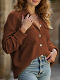 Loose corduroy pocket long-sleeved cardigan jacket