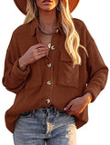 Loose corduroy pocket long-sleeved cardigan jacket