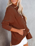 Loose corduroy pocket long-sleeved cardigan jacket