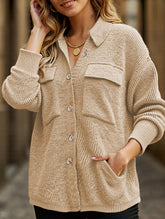 Loose corduroy pocket long-sleeved cardigan jacket