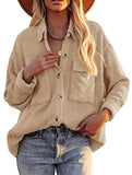 Loose corduroy pocket long-sleeved cardigan jacket