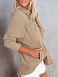 Loose corduroy pocket long-sleeved cardigan jacket