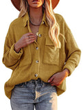 Loose corduroy pocket long-sleeved cardigan jacket