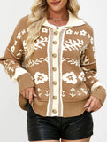 Loose Cardigan Square Neck Button Knit Sweater