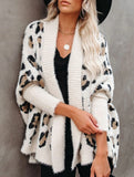 Personalized leopard print loose cardigan sweater