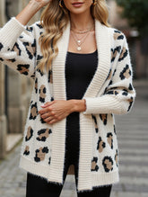 Personalized leopard print loose cardigan sweater