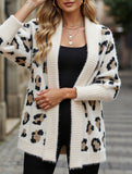 Personalized leopard print loose cardigan sweater