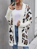Personalized leopard print loose cardigan sweater