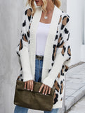Personalized leopard print loose cardigan sweater
