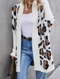 Personalized leopard print loose cardigan sweater