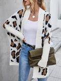 Personalized leopard print loose cardigan sweater