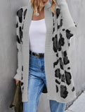 Personalized leopard print loose cardigan sweater