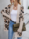 Personalized leopard print loose cardigan sweater
