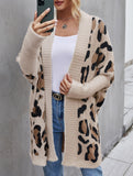 Personalized leopard print loose cardigan sweater
