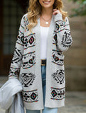 Diamond-shaped oversized knitted long cardigan