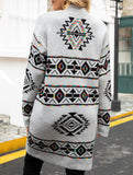 Diamond-shaped oversized knitted long cardigan
