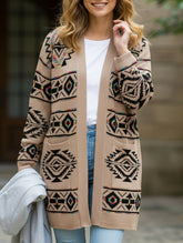 Diamond-shaped oversized knitted long cardigan