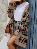 Diamond-shaped oversized knitted long cardigan