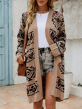 Diamond-shaped oversized knitted long cardigan