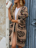 Diamond-shaped oversized knitted long cardigan