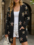Fashionable plus size five-pointed star cardigan