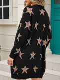 Fashionable plus size five-pointed star cardigan