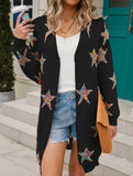 Fashionable plus size five-pointed star cardigan