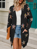 Fashionable plus size five-pointed star cardigan