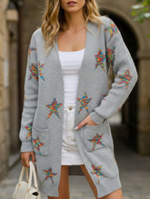 Fashionable plus size five-pointed star cardigan