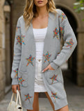 Fashionable plus size five-pointed star cardigan