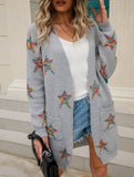 Fashionable plus size five-pointed star cardigan
