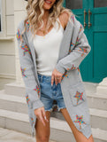Fashionable plus size five-pointed star cardigan