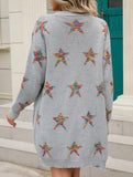 Fashionable plus size five-pointed star cardigan