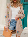 Fashionable plus size five-pointed star cardigan