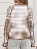 Striped contrast sweater long sleeve cardigan