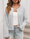 Striped contrast sweater long sleeve cardigan