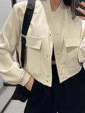 Women's stand collar large pocket jacket