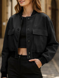 Women's stand collar large pocket jacket