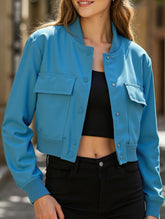 Women's stand collar large pocket jacket