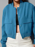 Women's stand collar large pocket jacket