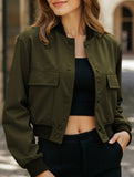 Women's stand collar large pocket jacket