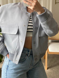Women's stand collar large pocket jacket