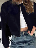 Women's stand collar large pocket jacket