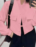 Women's stand collar large pocket jacket